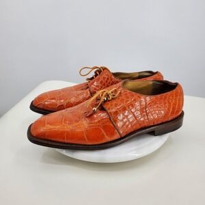 Mauri Mens Orange Alligator Leather Tassel Oxford Dress Shoes Made in Italy 12